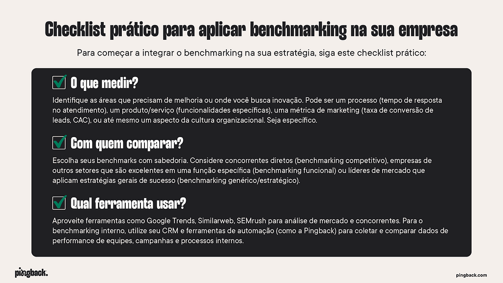 Checklist para aplicar bechmarking