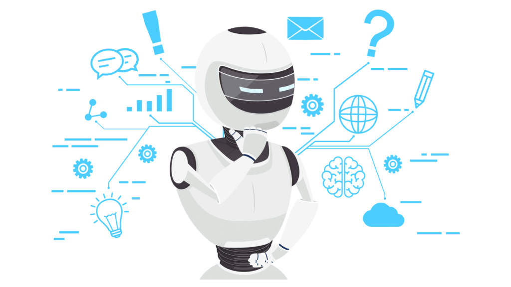 Illustration of a robot thinking