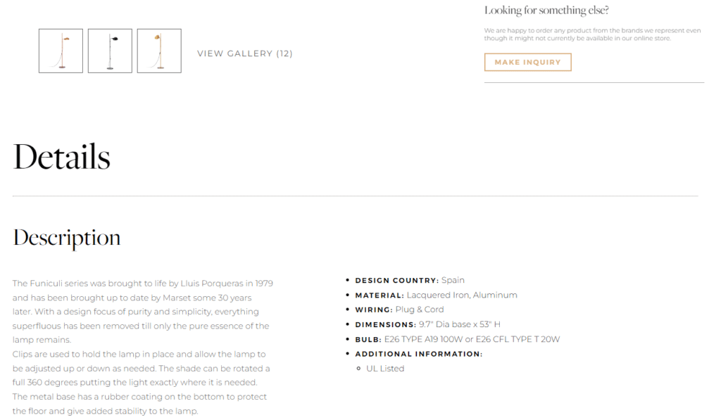 product description example shopify