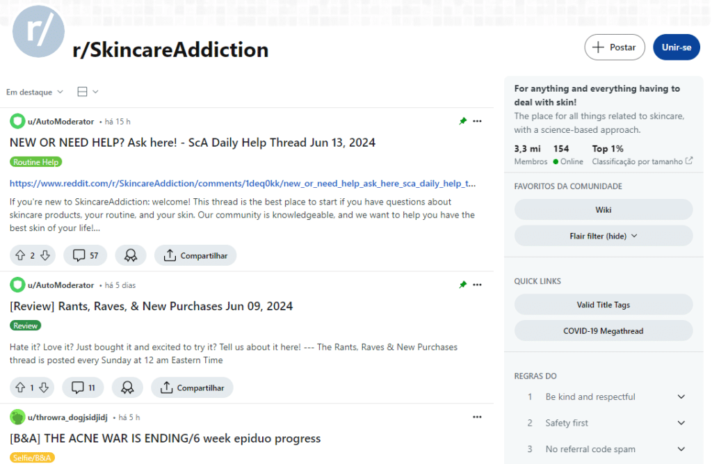 Reddit skincare addiction community