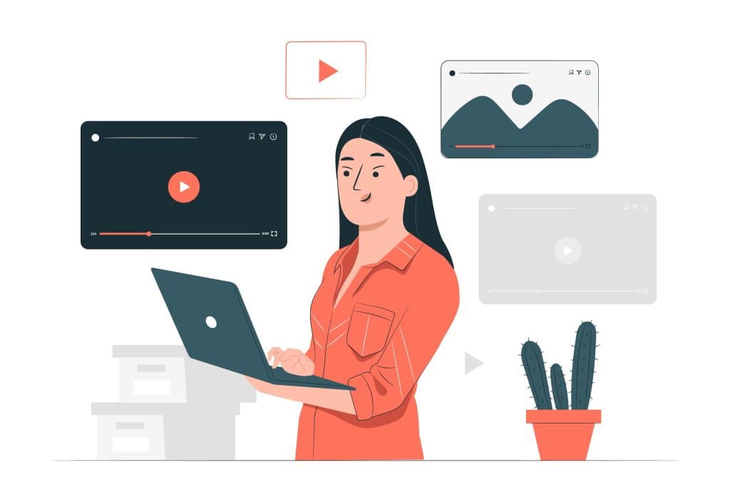Woman looking at videos (illustration)