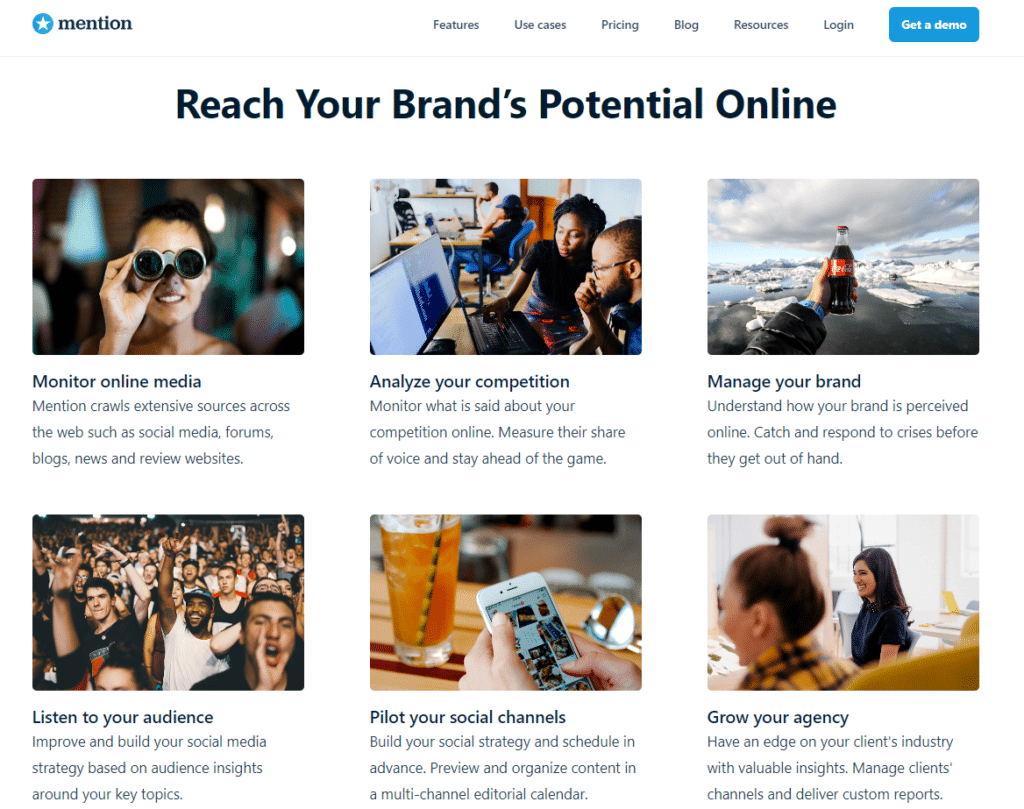 Mention website screenshot