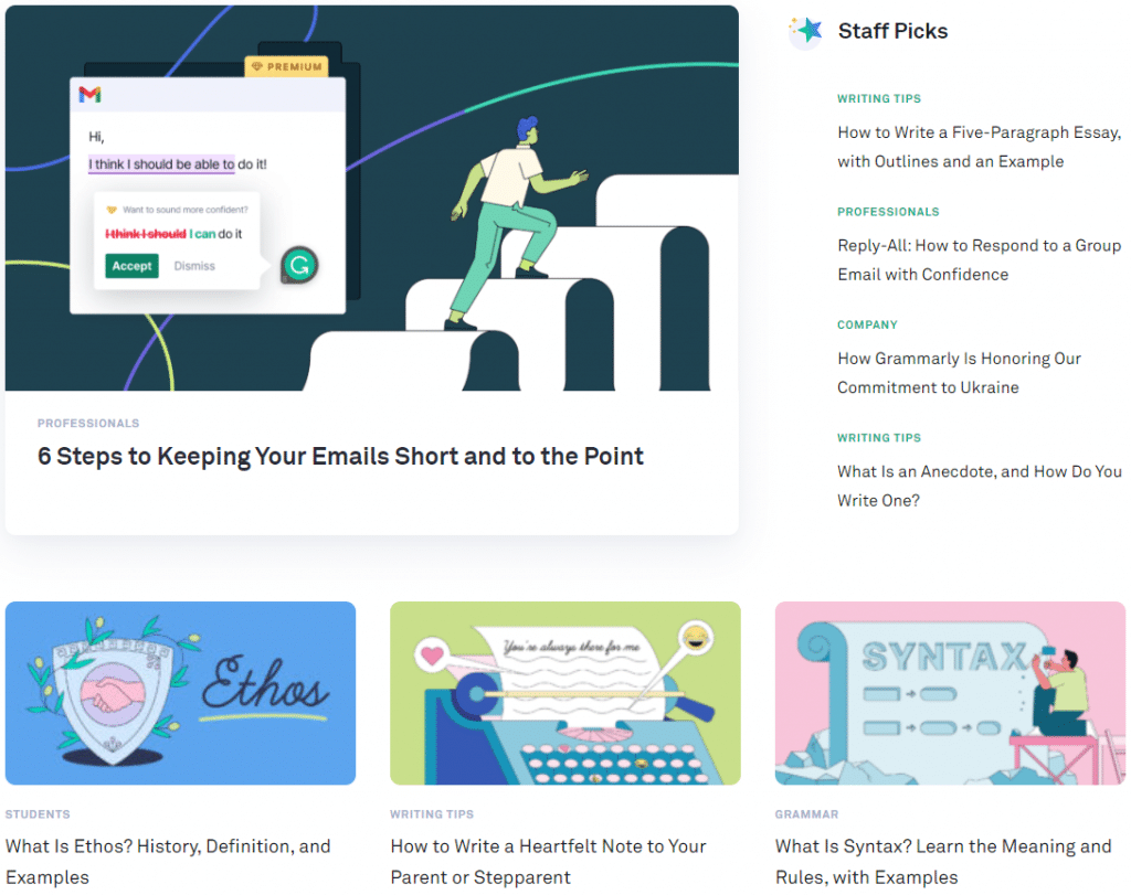 Grammarly blog design