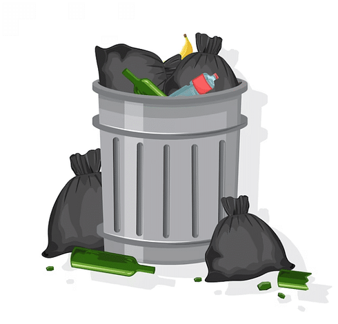 Image of a trash can full of residues