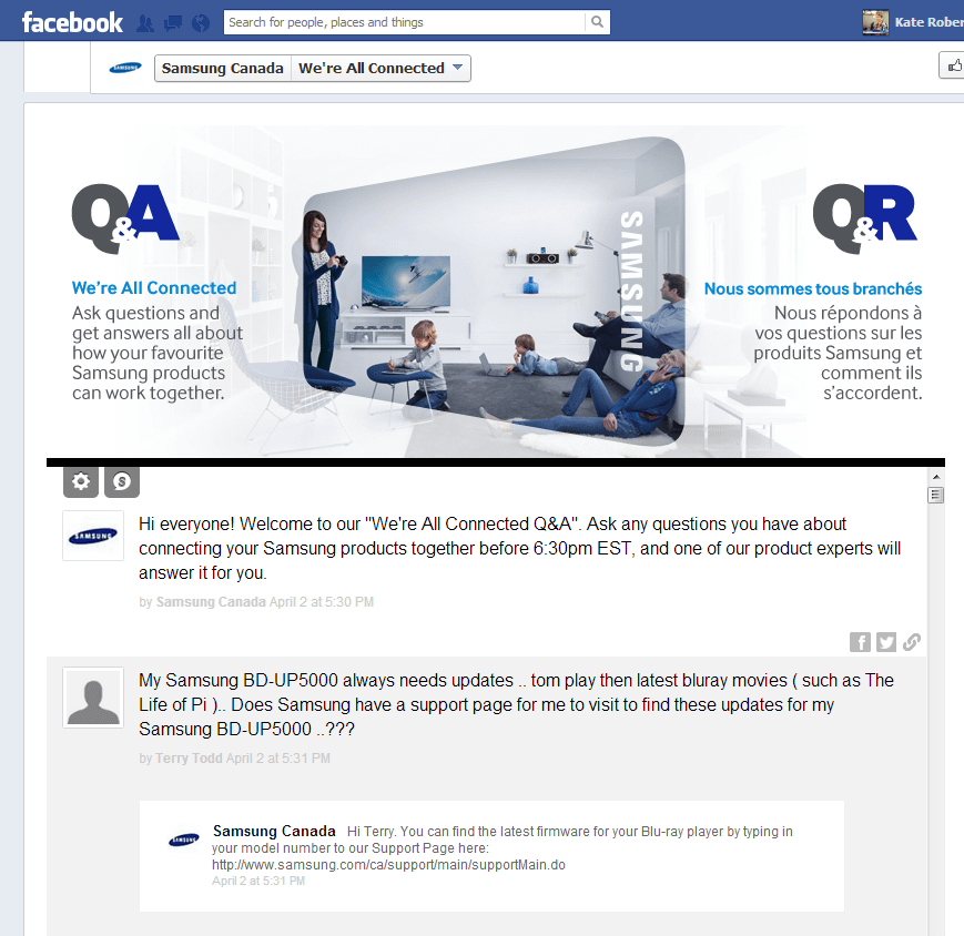 samsung scribblelive q&a chat
