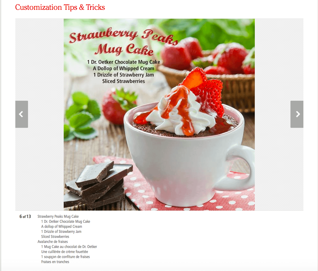 publishing receipes in a slideshow