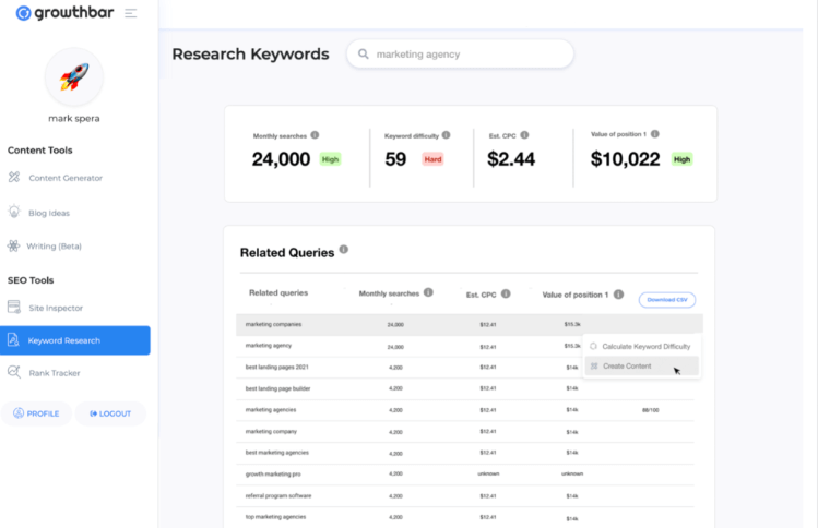 GrowthBar (local seo tools)