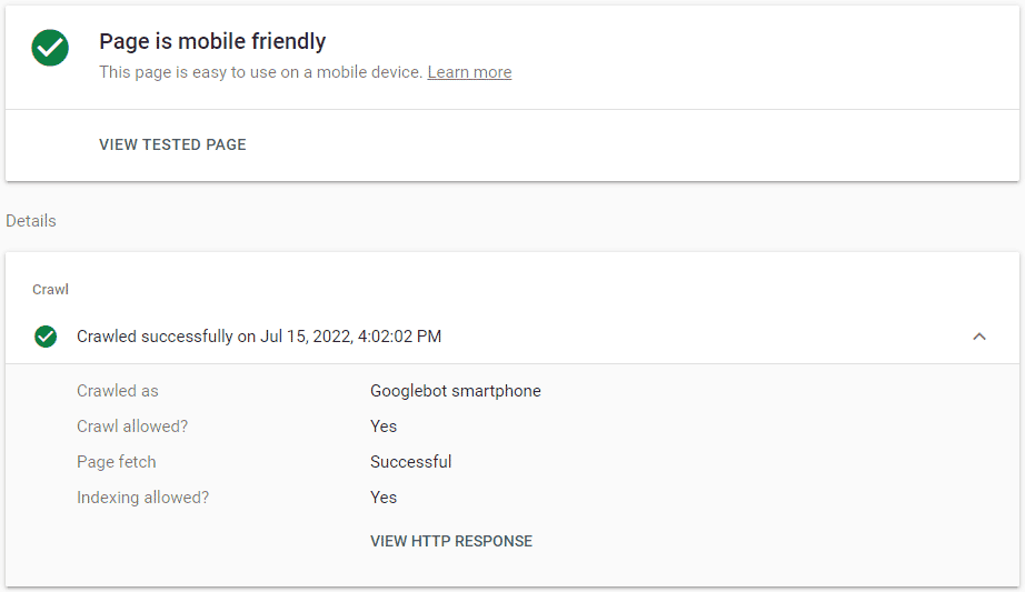 Mobile-Friendly Test tool