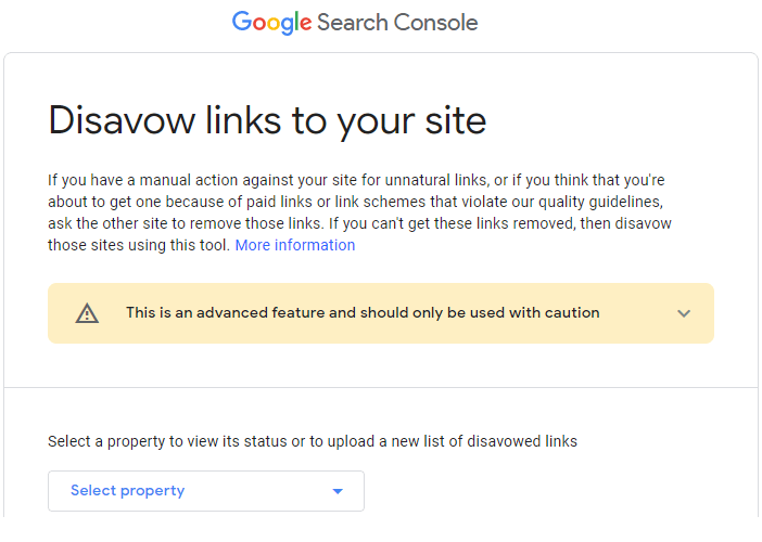 Google Disavow Tool example