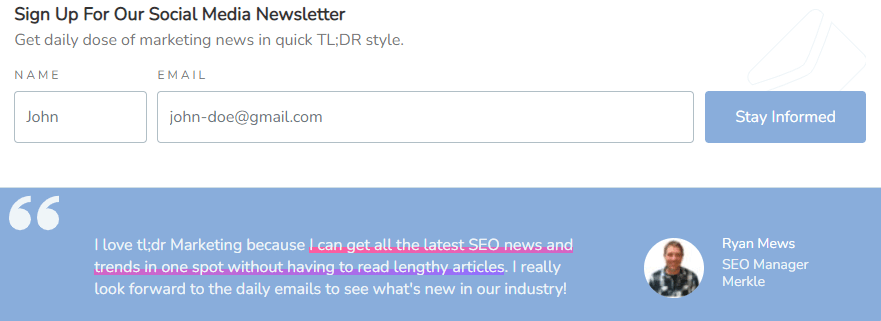 TL;DR Marketing Social Media Newsletter