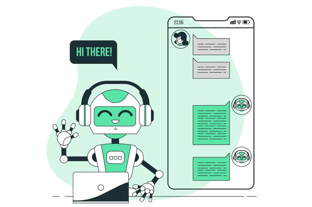 Illustration of a chatbot saying