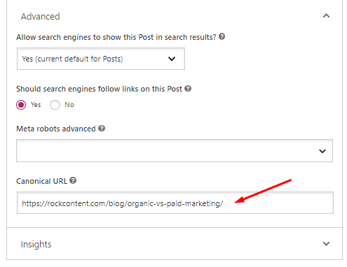 Yoast's canonical URL feature on WordPress